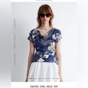 NWT  &other stories blue cowl neck top